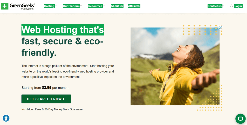 Green Geeks Hosting Website Home Page